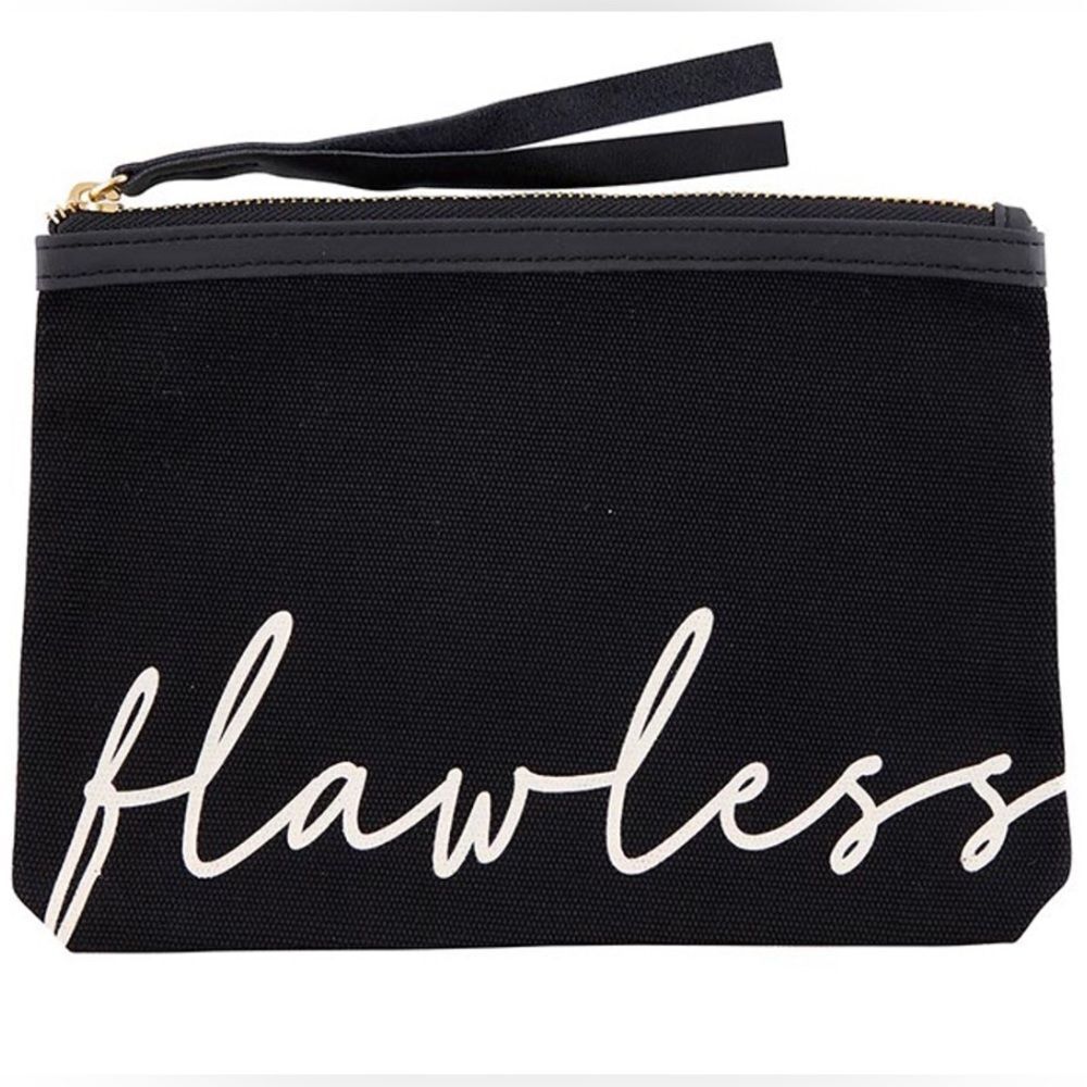 Bella Sleep + Spa Black Flawless Canvas Makeup‎ Bag Pouch NWT